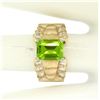 Image 8 : 14k Solid Gold 2.27 ctw Emerald Cut Peridot & 1.40 ctw Round Diamond Cocktail Ri