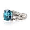 Image 2 : 7.09 ctw Blue Zircon and 0.30 ctw Diamond 14K White Gold Ring