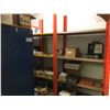 Image 1 : SHELF RACKING UNITS (6) APPROX. 3FT X 1 1/2FT X 8FT ORANGE & BEIGE, METAL STORAGE CABINET AND ALL