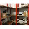 Image 4 : SHELF RACKING UNITS (6) APPROX. 3FT X 1 1/2FT X 8FT ORANGE & BEIGE, METAL STORAGE CABINET AND ALL