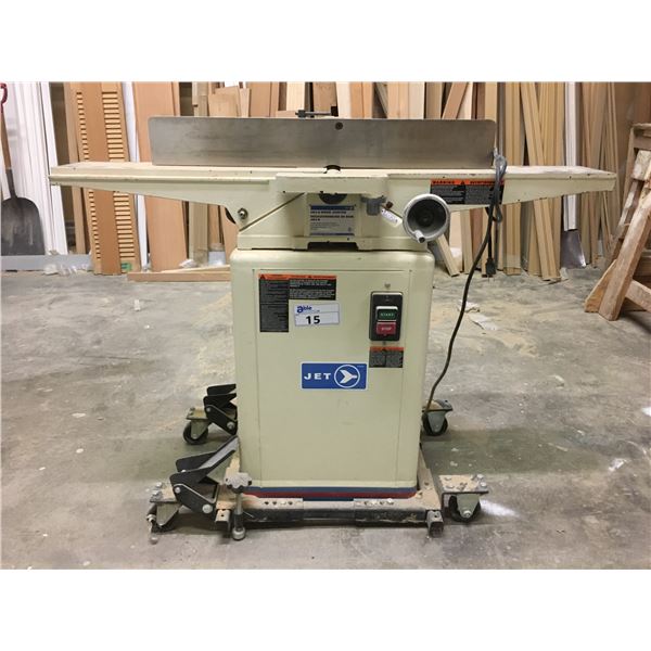JET MODEL JWJ-6 WOOD JOINTER WITH 4 WHEEL ROLLING BASE STAND
