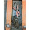 Image 2 : JOHNSTON PALLET JACK (ORANGE), PALLET GRABBER CLAMP AND ASSORTED CHAIN