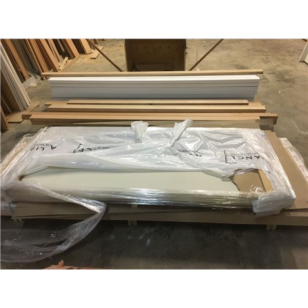 4 UNFINISHED DOORS AND ASSORTED DOOR FRAME WOOD LENGTHS