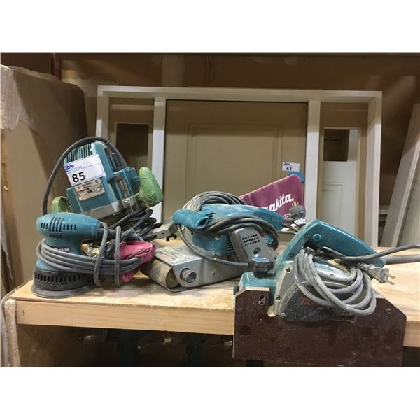 GROUP OF 4 MAKITA POWER TOOLS-ROUTER, ORBITAL SANDER, BELT SANDER & PLANER