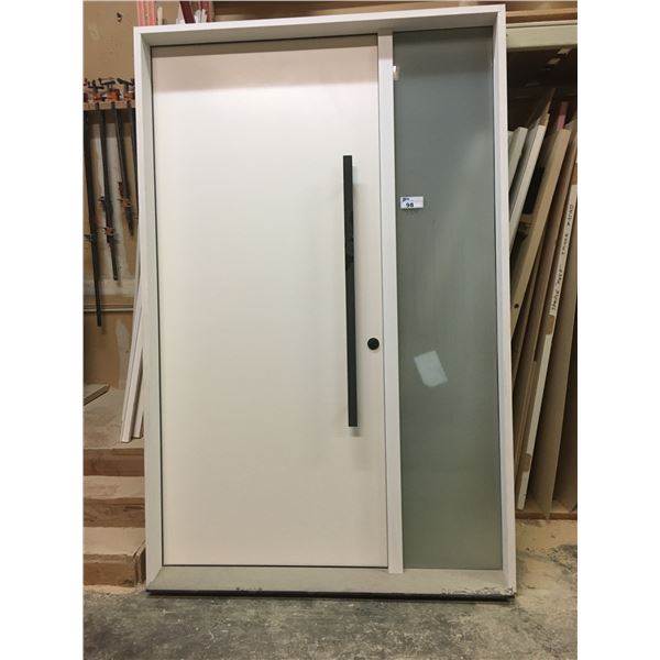 LARGE WHITE DOOR WITH GLASS SIDE WINDOW AND FRAME