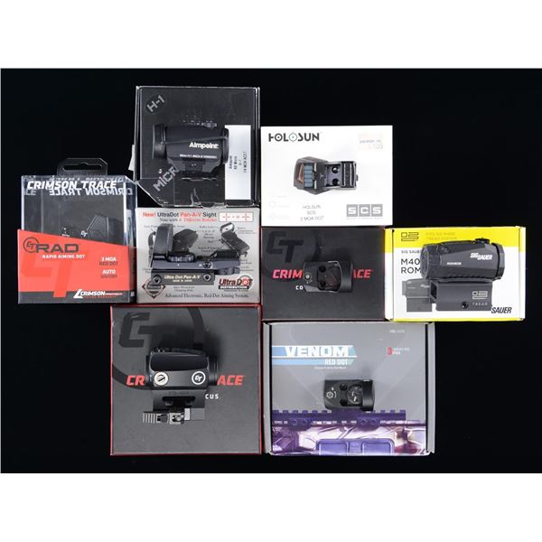 8 VARIOUS BOXED RED DOT SIGHTS.