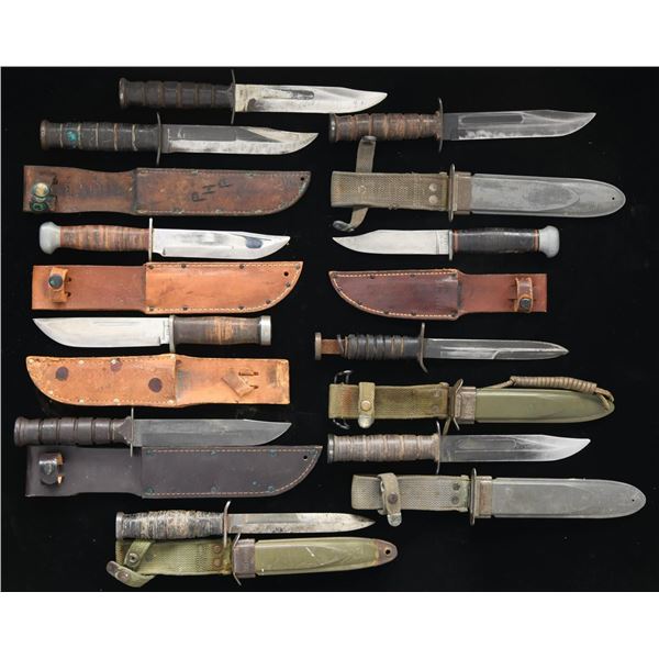 LOT OF TEN US FIGHTING KNIVES.