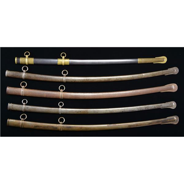 5 MILITARY SWORD SCABBARDS.