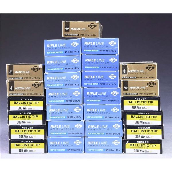 27 BOXES (540 RDS.) OF 308 WIN. AMMO.