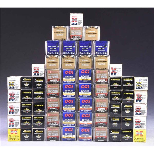 63 BOXES (2,750 RDS.) 22 WMR AMMO.