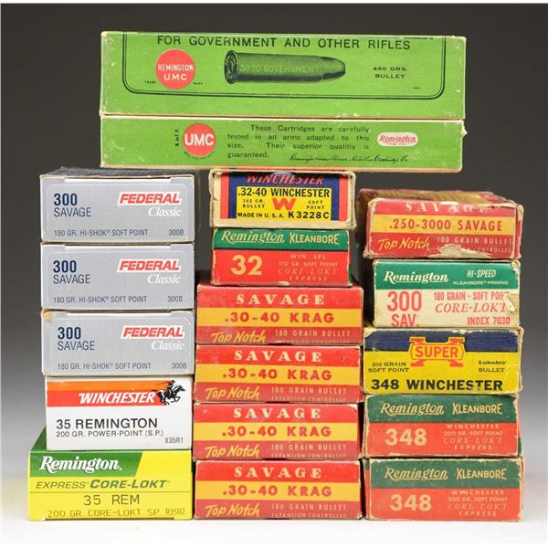 17 BOXES OF RIFLE AMMO.