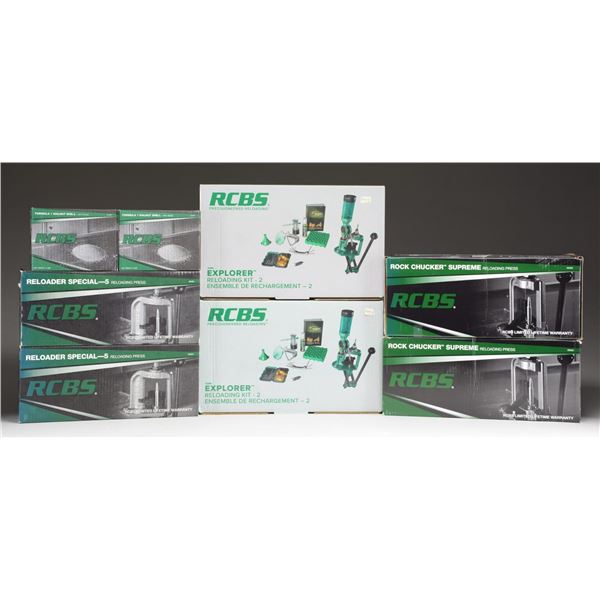 6 RCBS RELOADING PRESSES & 2 DRY MEDIA.