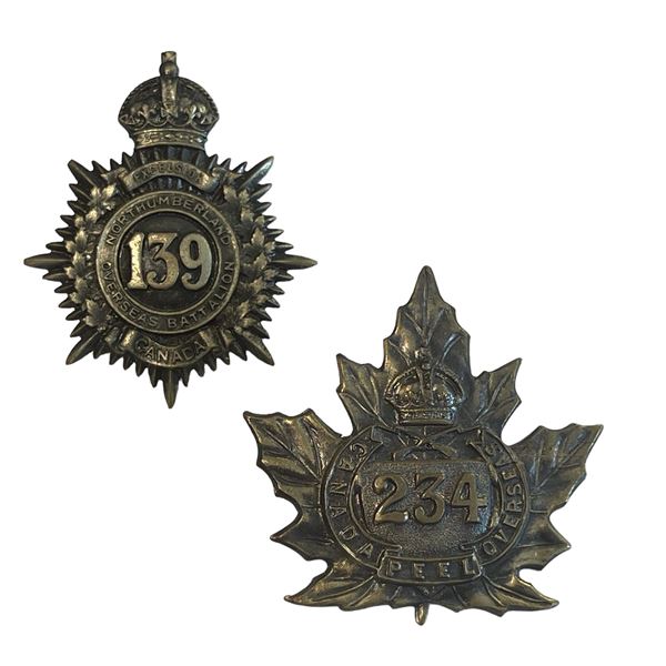 WW1 CEF 139th & 234th Battalion Cap Badge Lot
