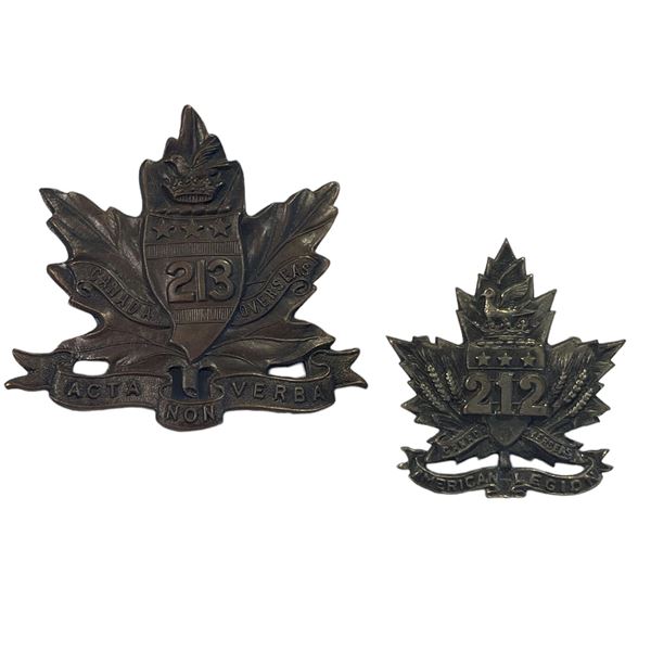 WW1 212th & 213th Battalion Cap and Collar Badge Lot