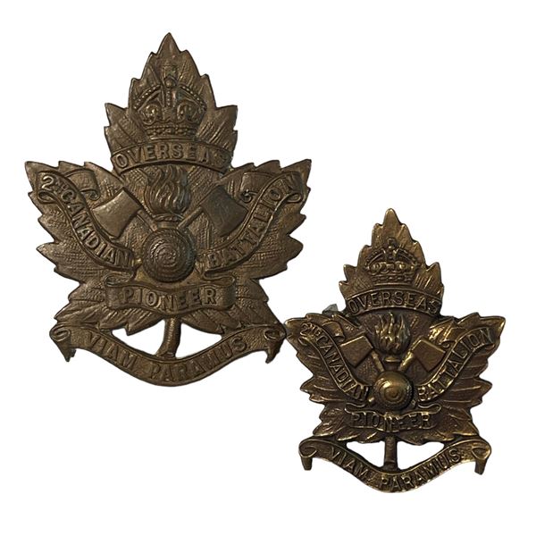 WW1 CEF 2nd Canadian Pioneer Battalion Cap and Collar Badge Lot