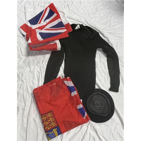Canadian Army Wool Sweater, Beret & Flag Lot