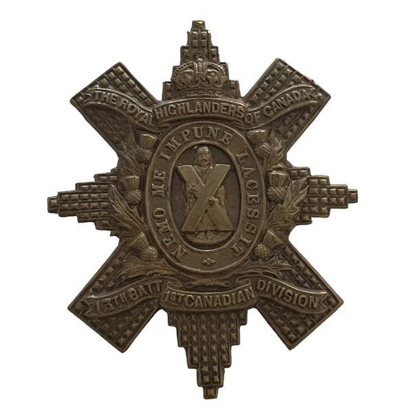 WW1 CEF 13th Battalion Royal Highlanders Black Watch Cap Badge