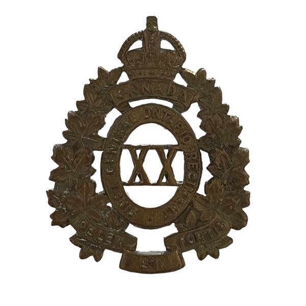 WW1 CEF 20th Battalion First Central Ontario Regiment Cap Badge