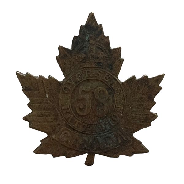 WW1 CEF 58th Battalion, Toronto, Cap Badge