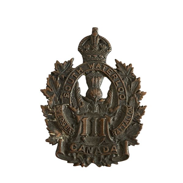 WW1 CEF 111th Battalion, Waterloo, Cap Badge
