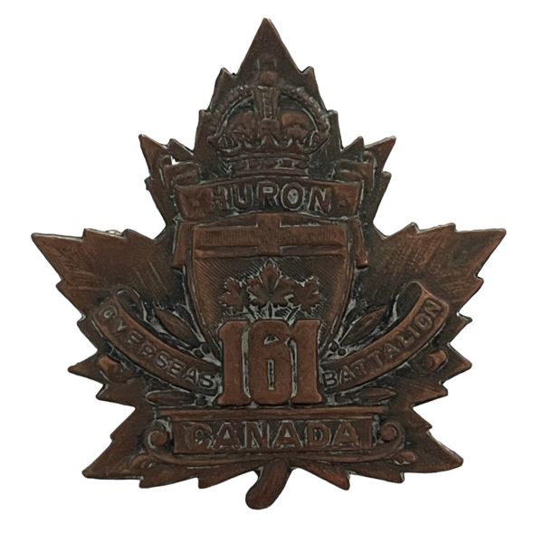 WW1 CEF 161st Battalion, Huron, Cap Badge