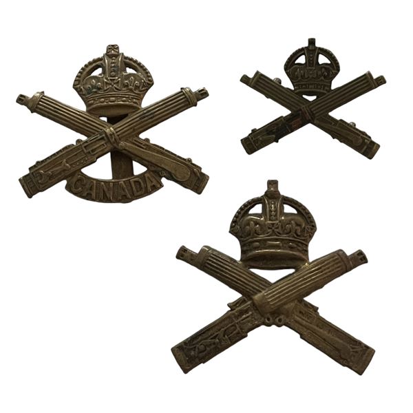 WW1 CEF Canadian Machine Gun Corps Cap and Collar Badge Lot