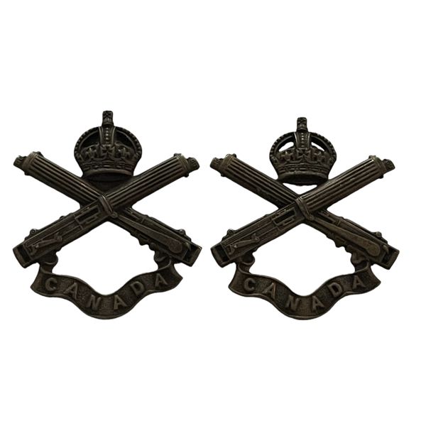 WW1 CEF Canadian Machine Gun Corps Collar Badge Pair