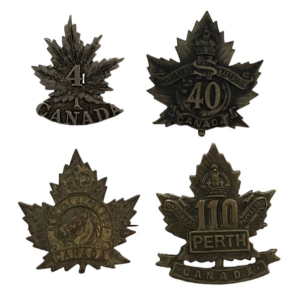 WW1 CEF Collar Badge Lot of 4