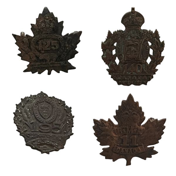 WW1 CEF Collar Badge Lot of 4