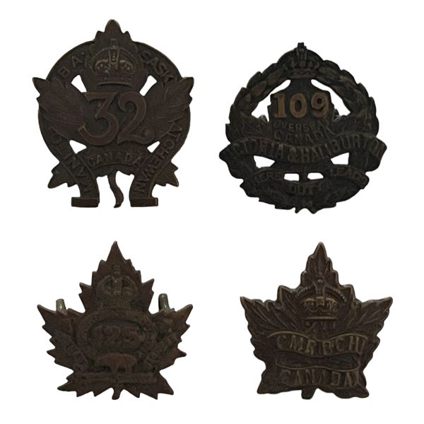 WW1 CEF Collar Badge Lot of 4
