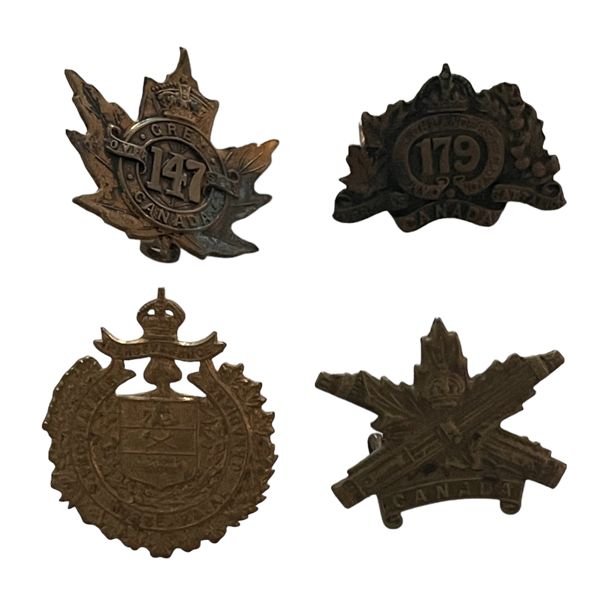 WW1 CEF Collar Badge Lot of 4