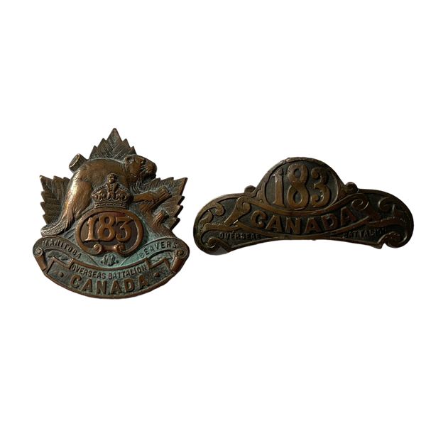 WW1 CEF 183rd Battalion Cap & Shoulder Badge Set