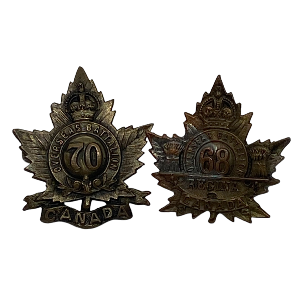 WW1 CEF Collar Badge Lot 68th & 70th Battalions
