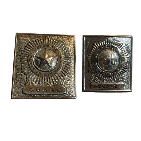 Lot of 2 E.J. Burke Security Systems Inc Badge Lot