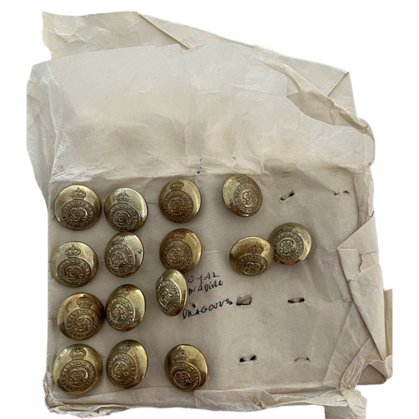 Card lot of Royal Canadian Dragoons Uniform Buttons