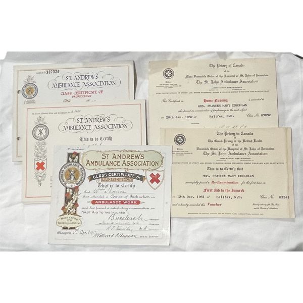 St Johns Ambulance Certificates and St Andrews Ambulance Certificates Lot