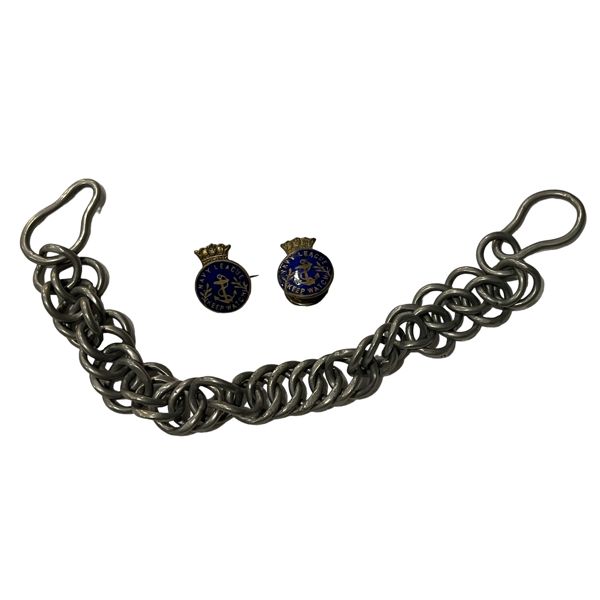 WW2 Canadian Navy League Pins & Helmet Chin Strap