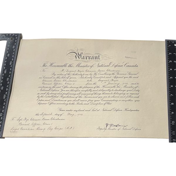 WW2 Commission Certificate RCASC and RCAPC Warrant to Sgt Major Certificate Lot