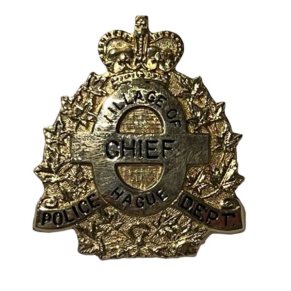 Village of Hague Chief Police Department Cap Badge