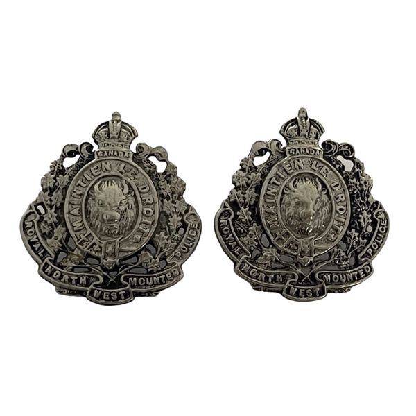 RNWMP Royal North West Mounted Police Collar Badge Pair