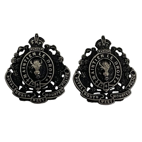 RNWMP Royal North West Mounted Police Collar Badge Pair 