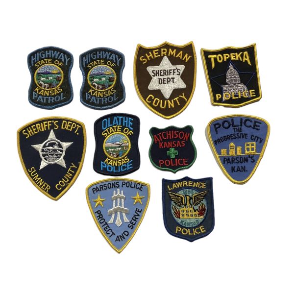 Lot of 10 Kansas State USA Police Patches 