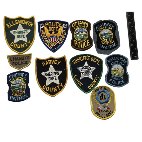 Lot of 10 Kansas State USA Police Patches 