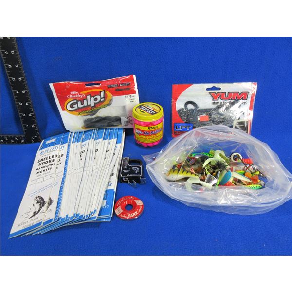 Lot of Misc. Fishing Lures and Snelled Hooks Etc.