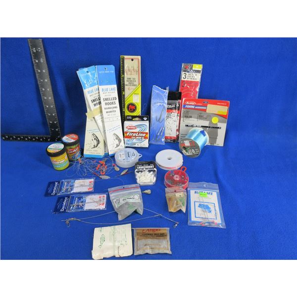 Lot of Misc. Fishing Line, Snelled Hooks, Baits Etc.