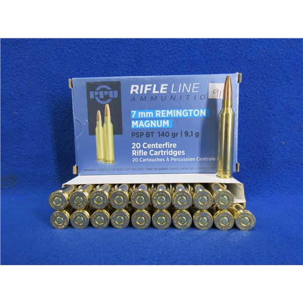 7mm Rem Magnum 140 Gr PSP PPU Cartridges