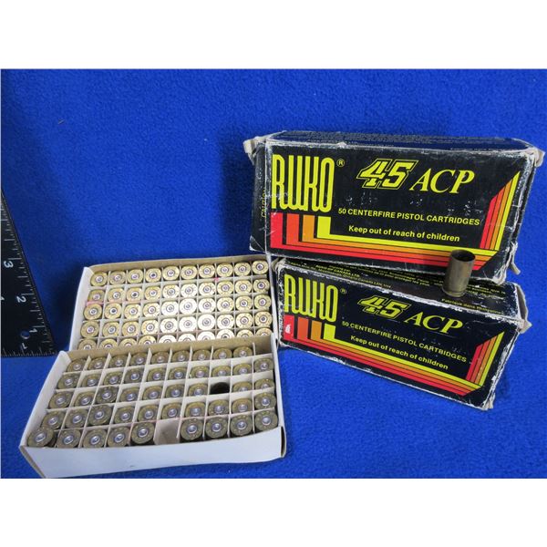 Brass Only - 45 ACP - S B 87 Headstamp Unprimed