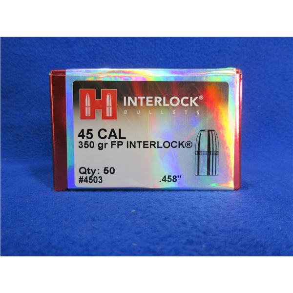 NEW - 45 Cal. .458" 350gr FP Interlock Hornady Bullets