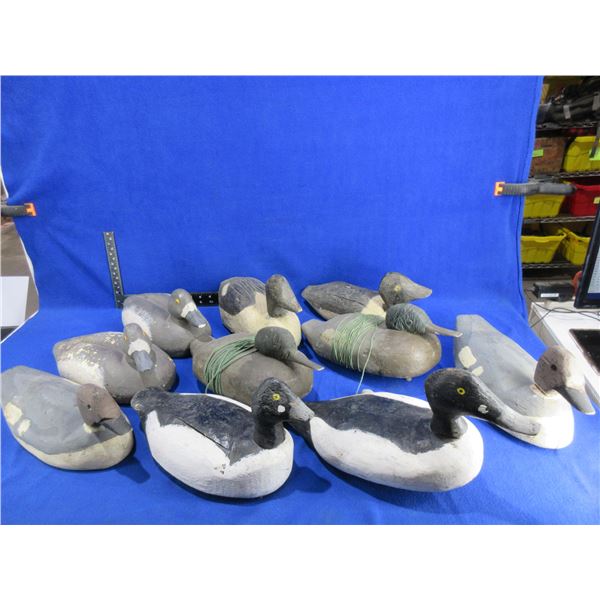 10 Vintage Wooden Duck Decoys