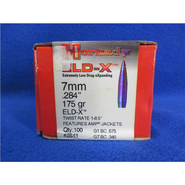 7MM .284" 175gr ELD-X Hornady Bullets - Sealed Box of 100